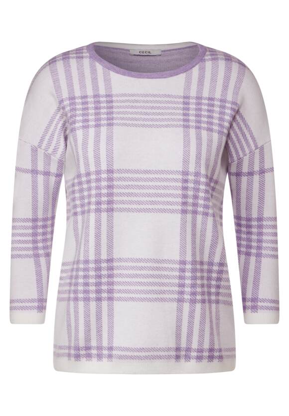 Round Neck Check Jumper - Sporty Lilac Melange