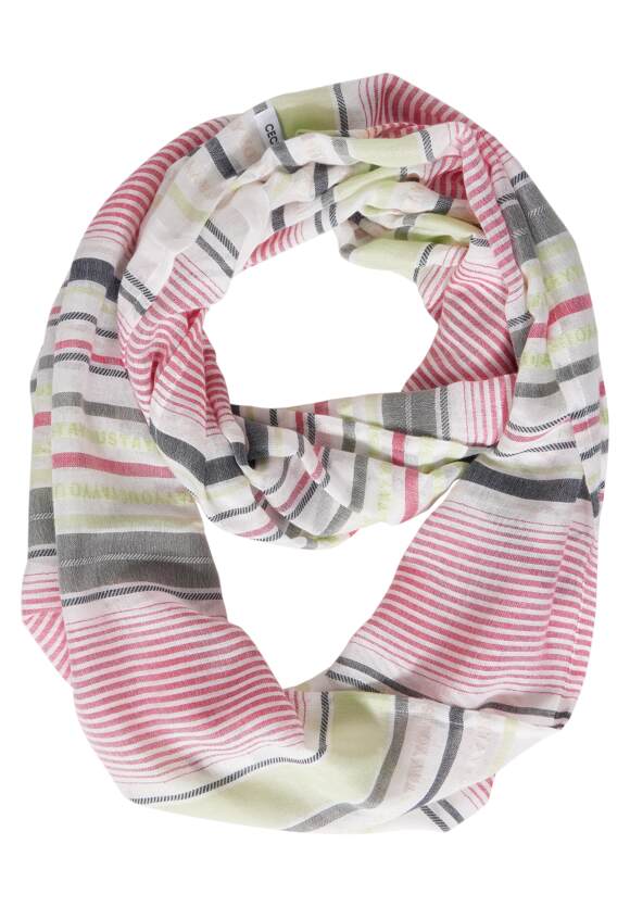 Woven Stripe Loop Scarf - Vanilla White