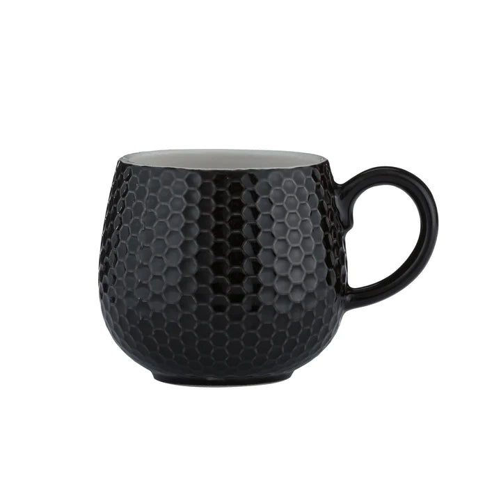 Embossed Honeycomb Black Mug 350ml