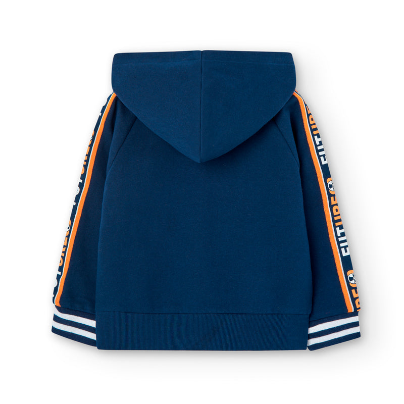 Piped Sleeve Ziphood - Navy