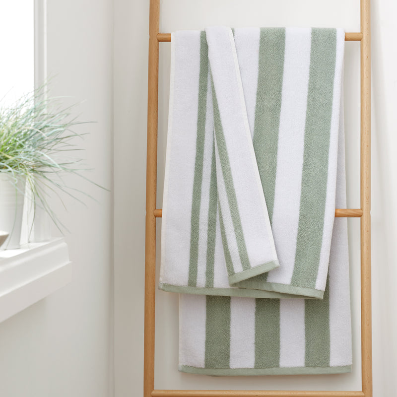 Stripe Jacquard Towels - Sage Green