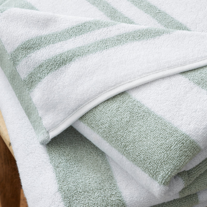 Stripe Jacquard Towels - Sage Green