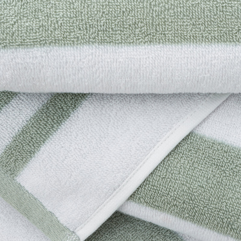 Stripe Jacquard Towels - Sage Green