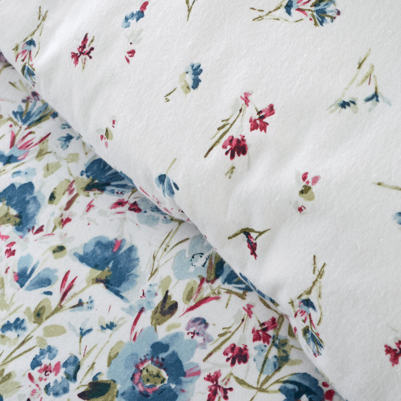 Brushed Ophelia Floral Duvet Cover Set - Blue