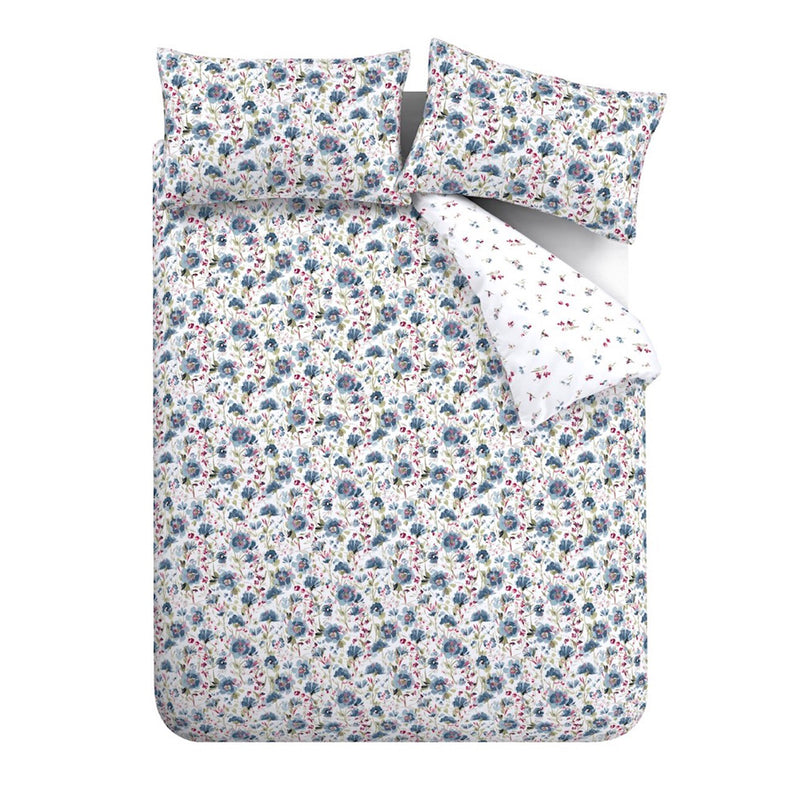 Brushed Ophelia Floral Duvet Cover Set - Blue