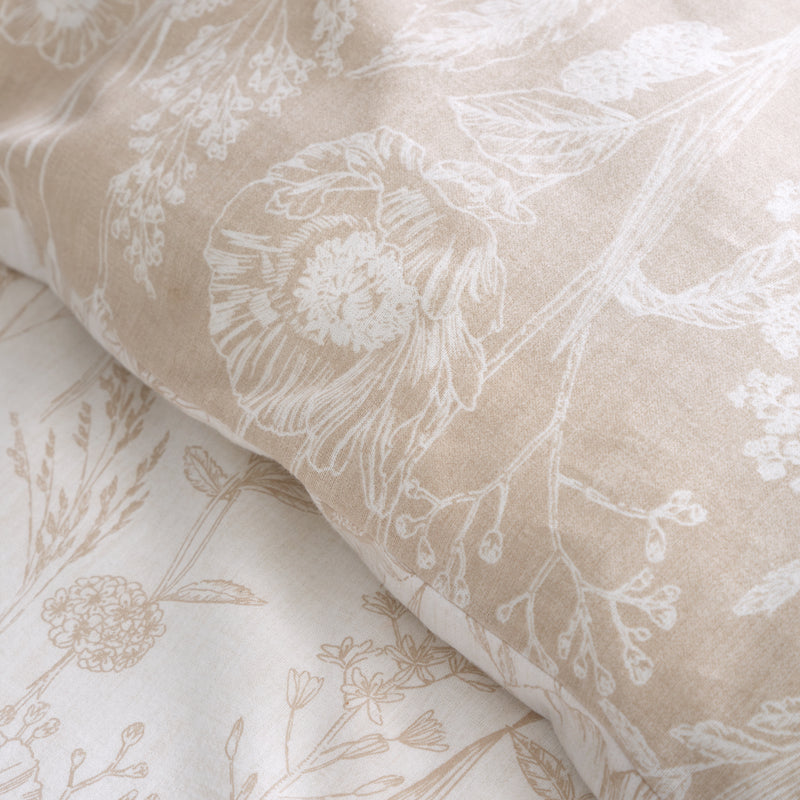 Brushed Floral Toile Duvet Cover Set - Natural