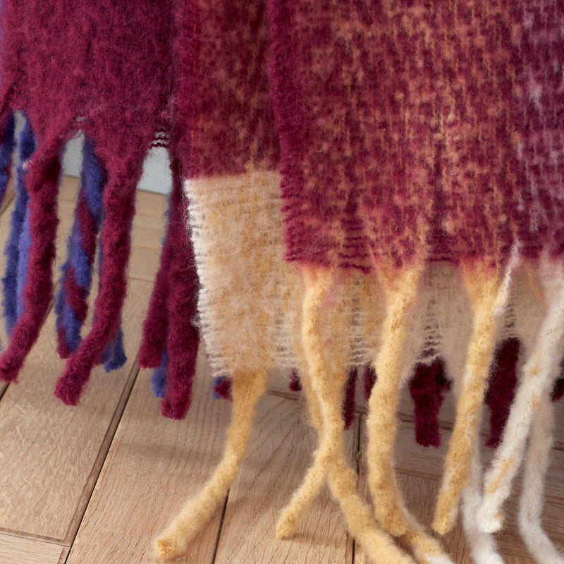 Check Mohair Throw - Plum