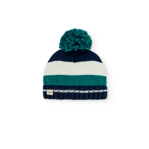 Striped Beanie - Navy