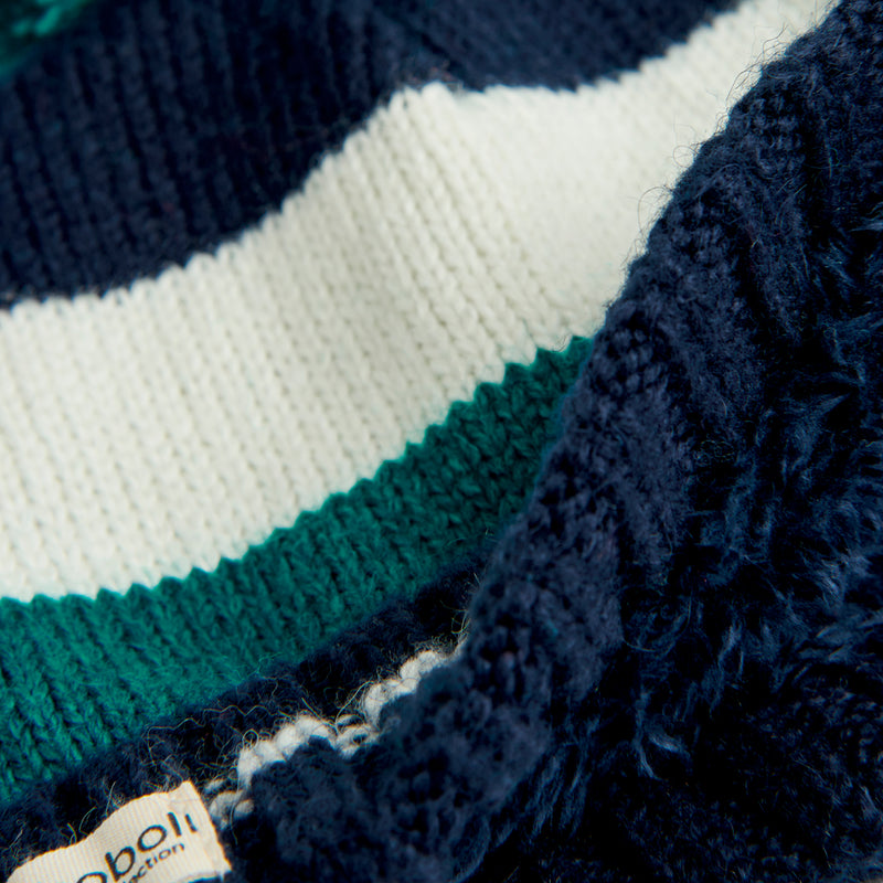 Striped Beanie - Navy