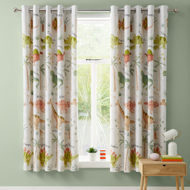 Sleepy Dino Eyelet Curtains - 66"x72"