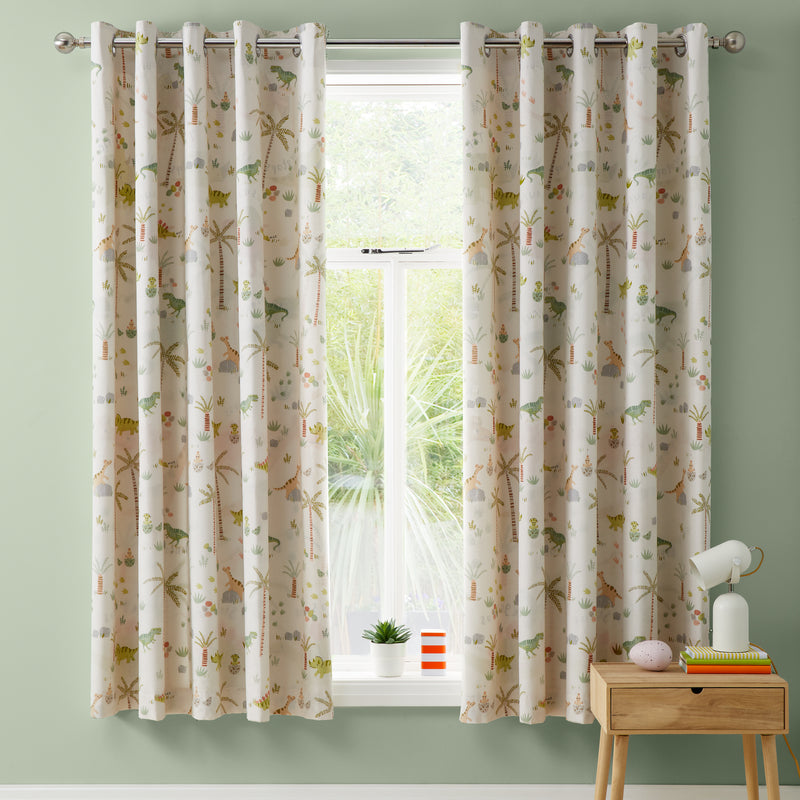 Sleepy Dino Eyelet Curtains - 66"x72"