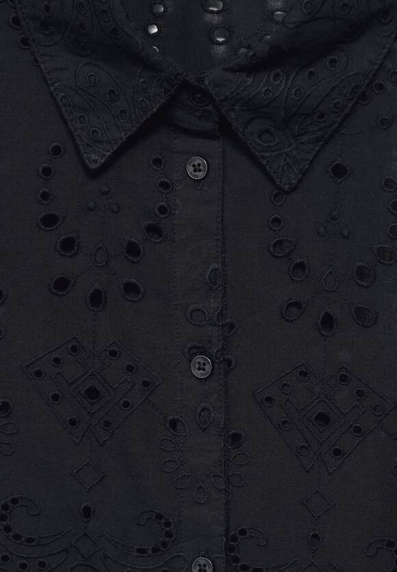 Solid Embroidery Blouse - Black