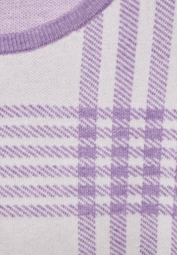 Round Neck Check Jumper - Sporty Lilac Melange