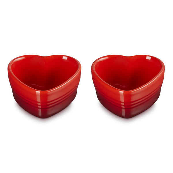 Set of 2 Heart Ramekins - Cerise