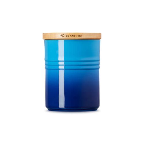 Medium Storage Jar with Wooden Lid - Azure