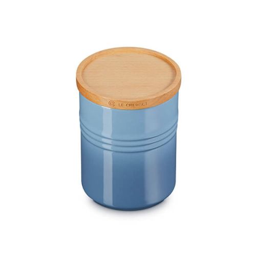 Medium Storage Jar with Wooden Lid - Chambray