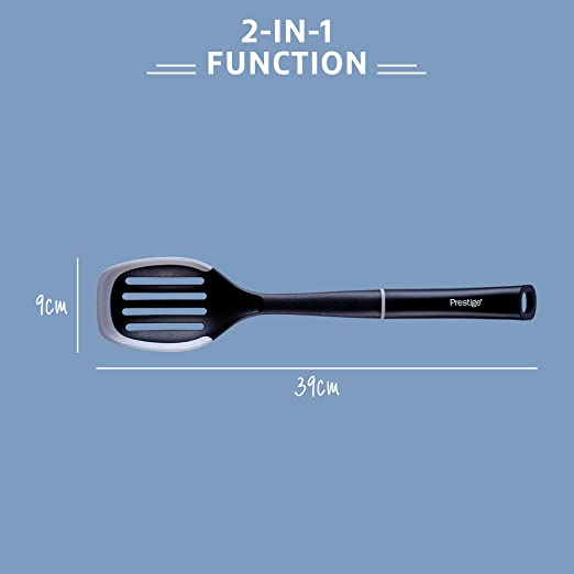 2in1 Slotted Spoon with Silicone Edge - Grey