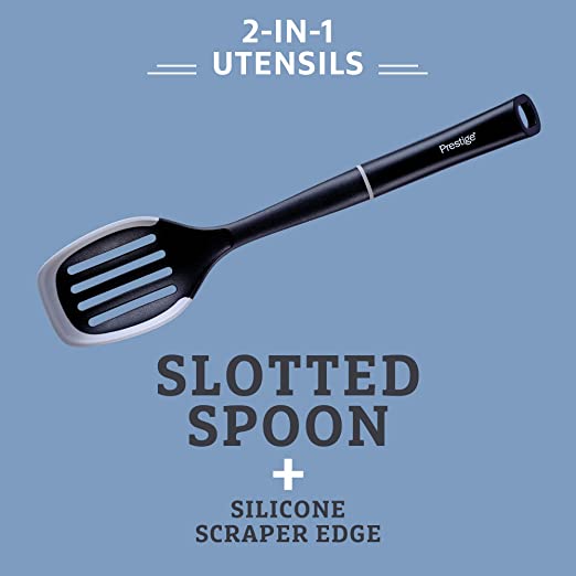 2in1 Slotted Spoon with Silicone Edge - Grey