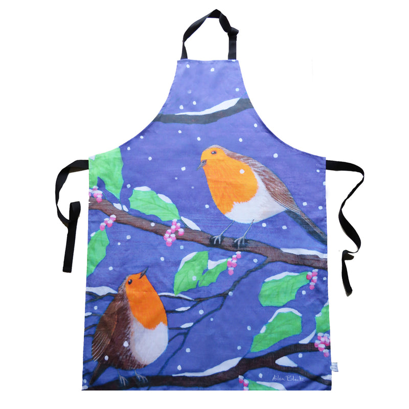 Snowy Robins Cotton Apron