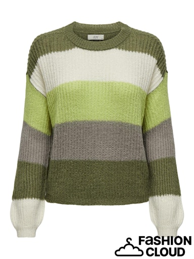 Badut Stripe Round Neck Jumper - Winter Moss