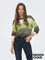 Badut Stripe Round Neck Jumper - Winter Moss