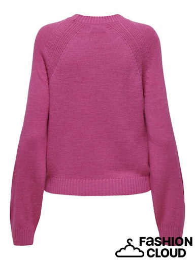 Grace Pearl Round Neck Jumper - Fuchsia Fedora Melange