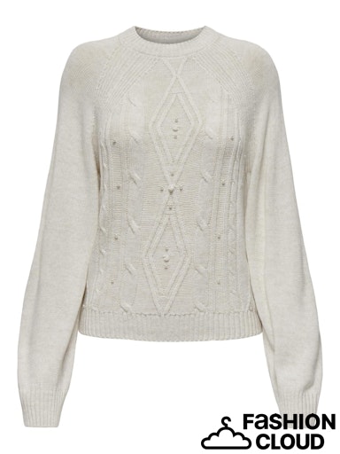 Grace Pearl Round Neck Jumper - Cloud Dancer Melange