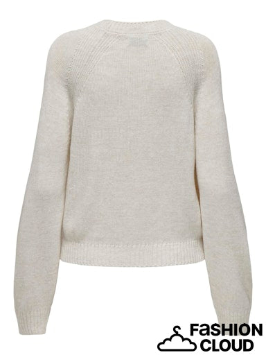 Grace Pearl Round Neck Jumper - Cloud Dancer Melange