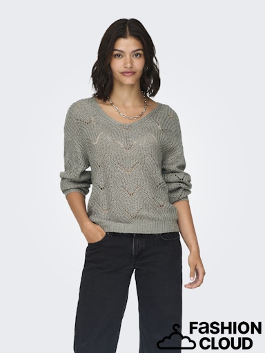 Badut Glitter Detail V Neck Jumper - December Sky/silver Lurex