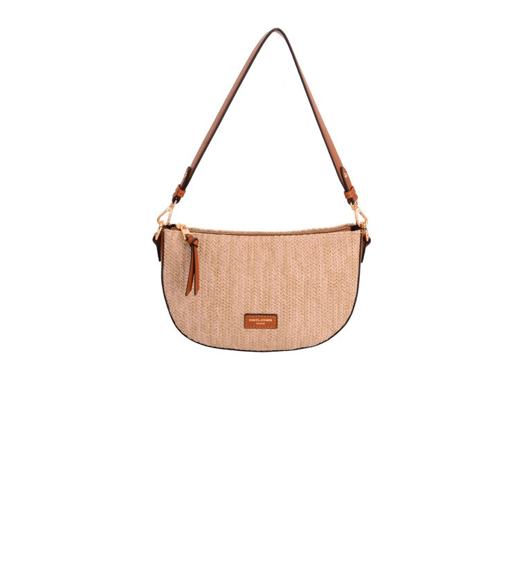 Straw Short Shoulder Bag - Cognac