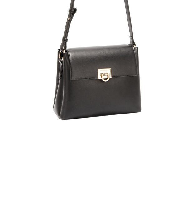 Half Flap Shoulder Bag - Black