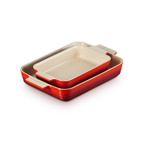 Set of 2 Classic Rectangular Dishes - Cerise