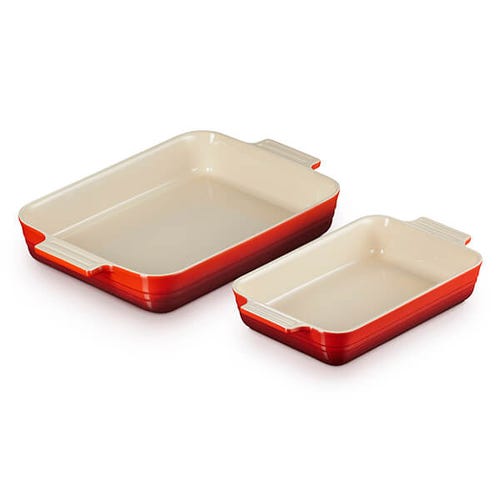 Set of 2 Classic Rectangular Dishes - Cerise