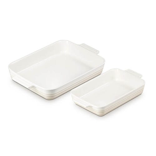 Set of 2 Classic Rectangular Dishes - Meringue