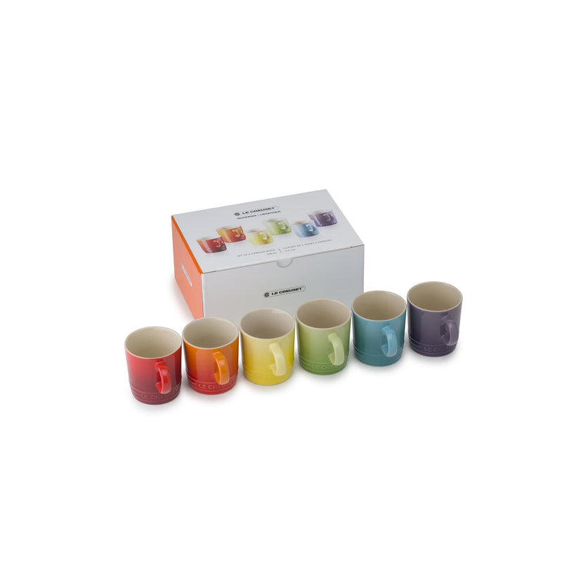 Rainbow Set of 6 Espresso Mugs 100ml