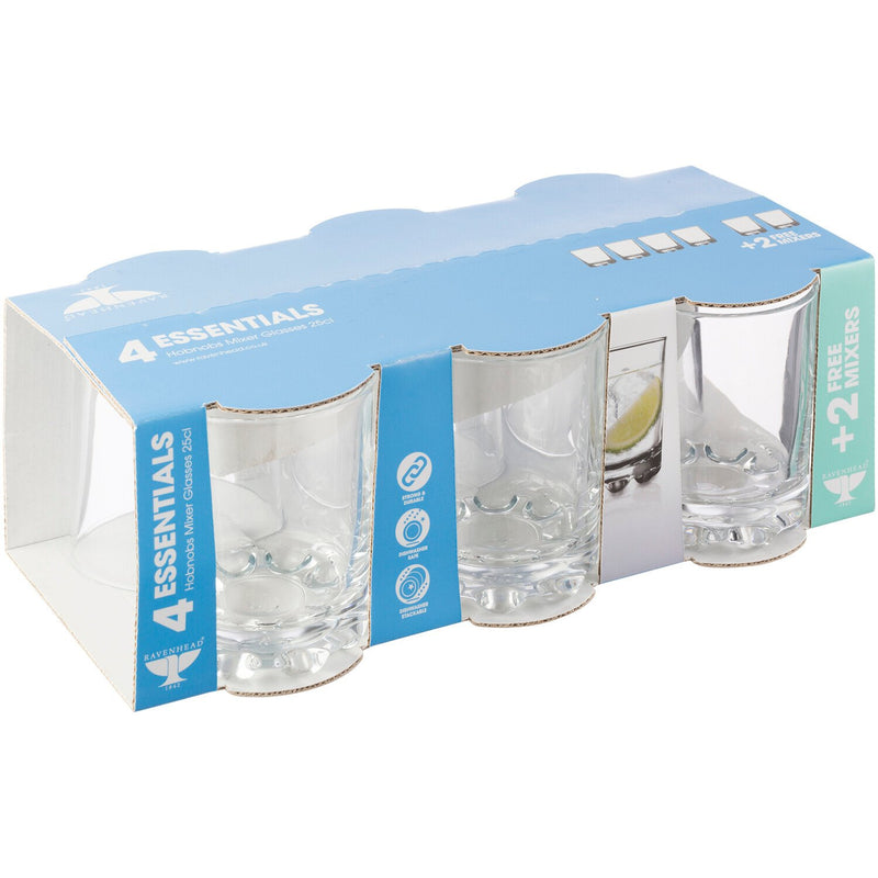 Essentials Hobnobs Set Of 6 Mixer Glasses