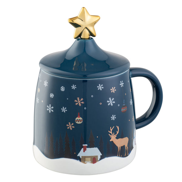 Winter Scene Lidded Mug with Spoon