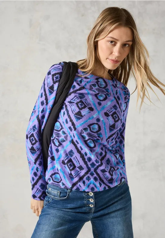 Cosy Multicolor Rhomb Shirt - Lilac Melange