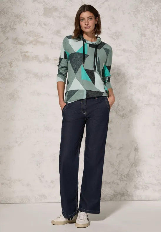 Multicolor Triangle Cosy T-Shirt - Glaced Green Melange