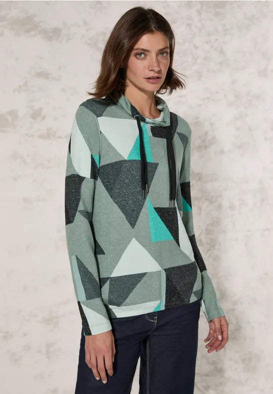 Multicolor Triangle Cosy T-Shirt - Glaced Green Melange