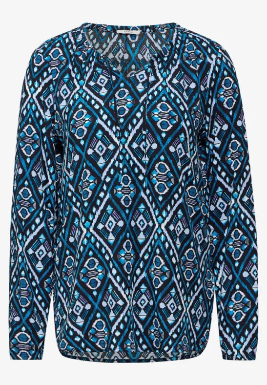 Multicolor Print Blouse - Deep Charcoal Grey