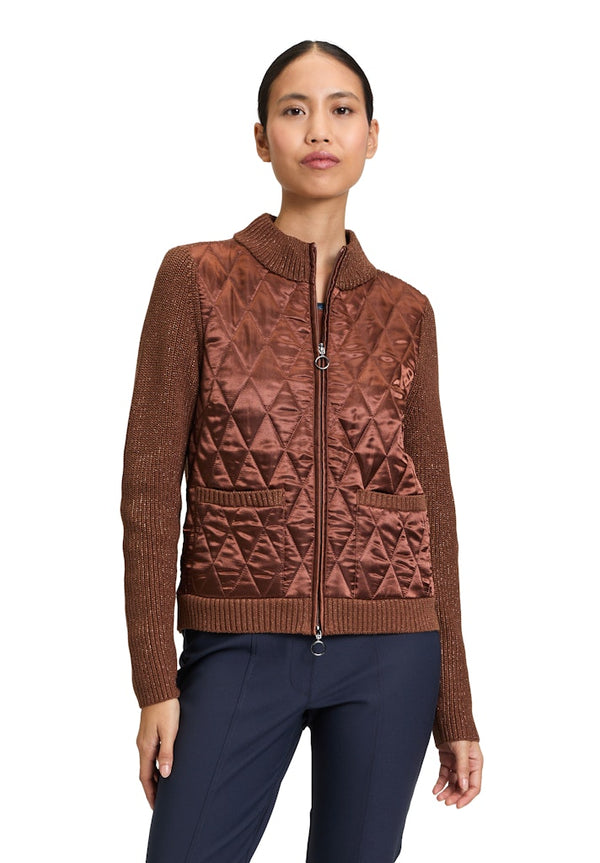 Zip StandUp Collar Cardigan - Brandy