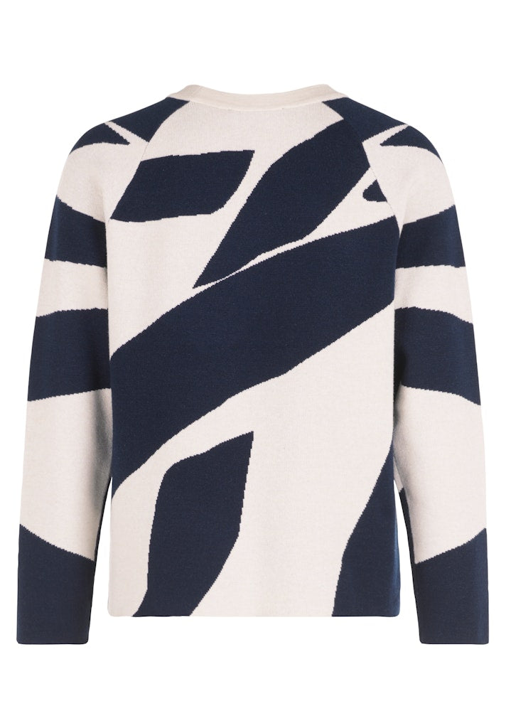 Pattern Raglan Slv Jumper - Patch Beige/dark Blue