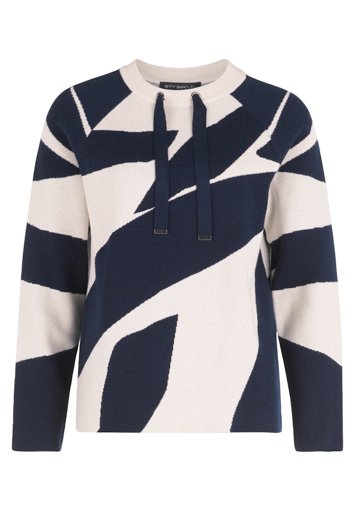 Pattern Raglan Slv Jumper - Patch Beige/dark Blue