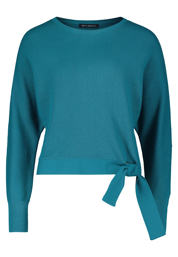 Tie Hem Round Neck Jumper - Colonial Blue