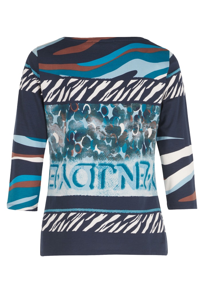 Print 3/4 Sleeve Top - Dark Blue/mint