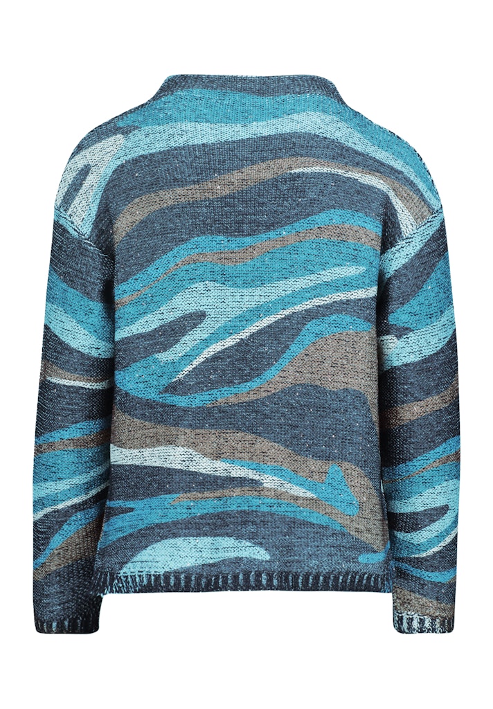 Patterned Chunky Jumper - Dark Blue/petrol