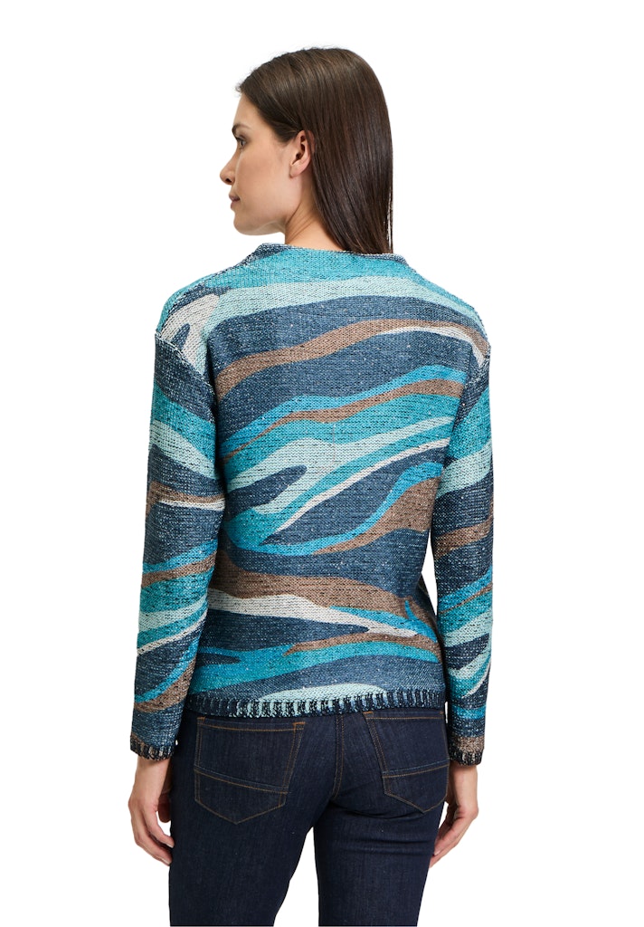 Patterned Chunky Jumper - Dark Blue/petrol