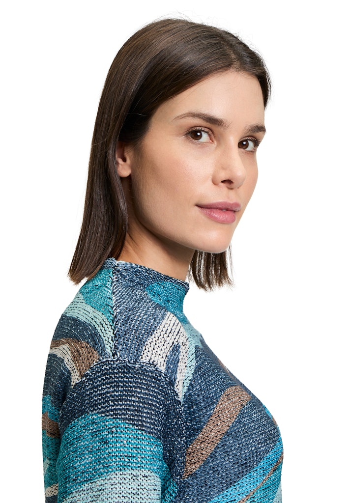 Patterned Chunky Jumper - Dark Blue/petrol