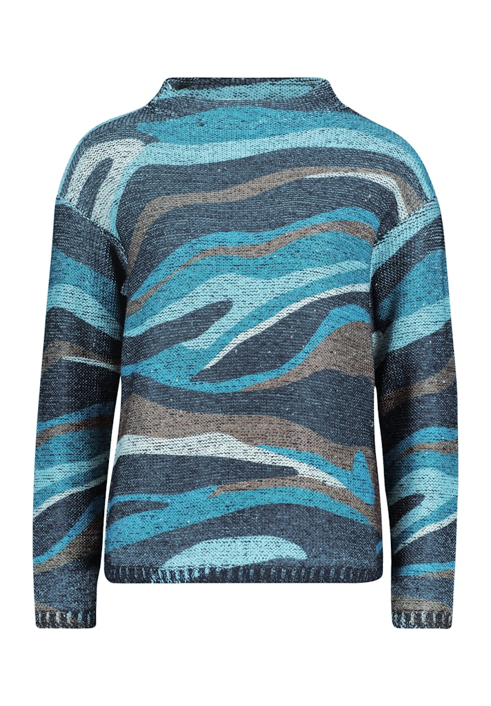 Patterned Chunky Jumper - Dark Blue/petrol